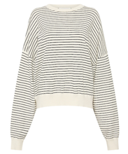 Load image into Gallery viewer, stripe cotton merino knit WHITE / BLACK
