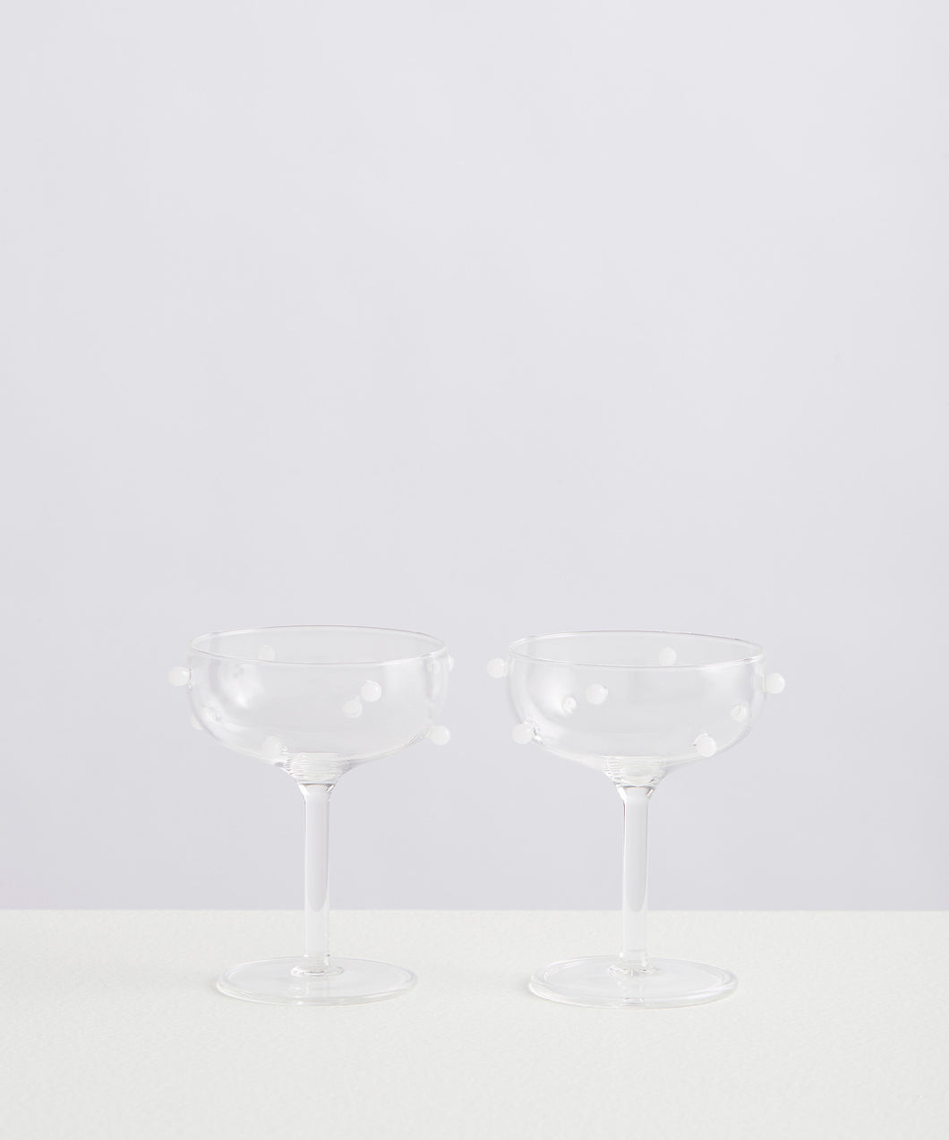 2 champagne coupes CLEAR & WHITE