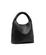 Load image into Gallery viewer, alt leather woven small tote BLACK
