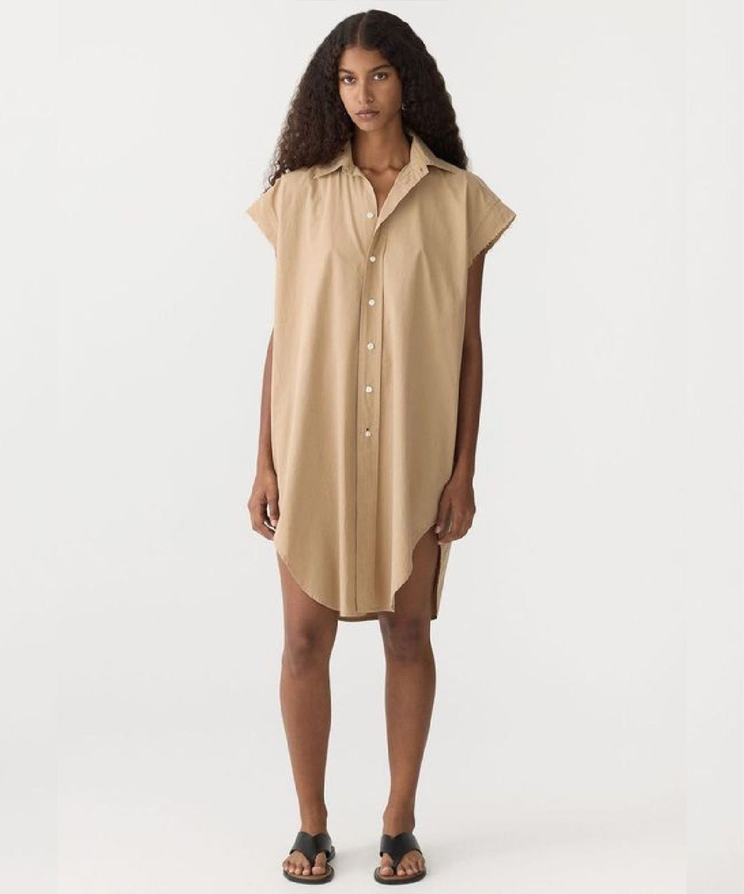 crushed cotton dress TAN