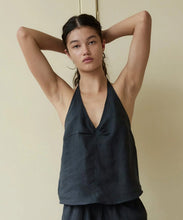 Load image into Gallery viewer, linen halter top BLACK
