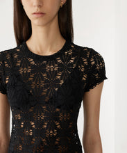 Load image into Gallery viewer, raw edge lace baby tee BLACK
