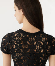 Load image into Gallery viewer, raw edge lace baby tee BLACK
