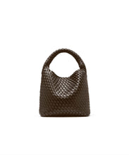 Load image into Gallery viewer, alt leather woven small tote BROWN
