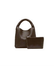 Load image into Gallery viewer, alt leather woven small tote BROWN
