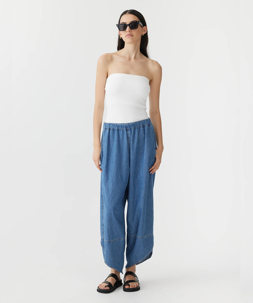 denim split hem pant