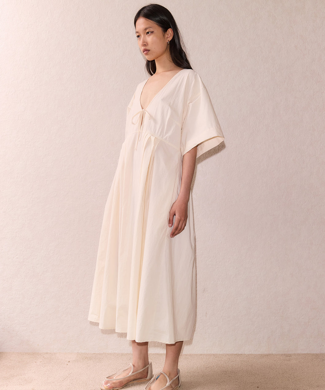 square sleeve dress OFF WHITE
