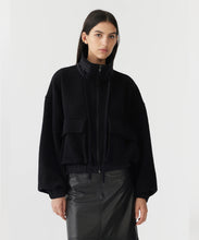 Load image into Gallery viewer, woollen zip front jacket BLACK
