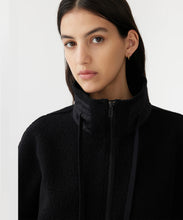 Load image into Gallery viewer, woollen zip front jacket BLACK
