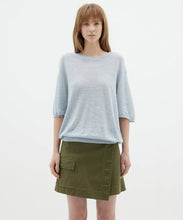 Load image into Gallery viewer, cotton linen fine knit t shirt PALE BLUE

