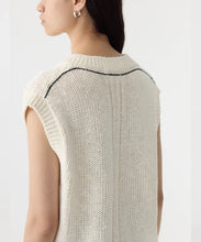 Load image into Gallery viewer, cotton linen v neck knit NATURAL
