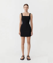 Load image into Gallery viewer, linen square neck dress BLACK
