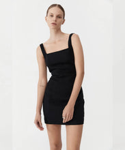 Load image into Gallery viewer, linen square neck dress BLACK
