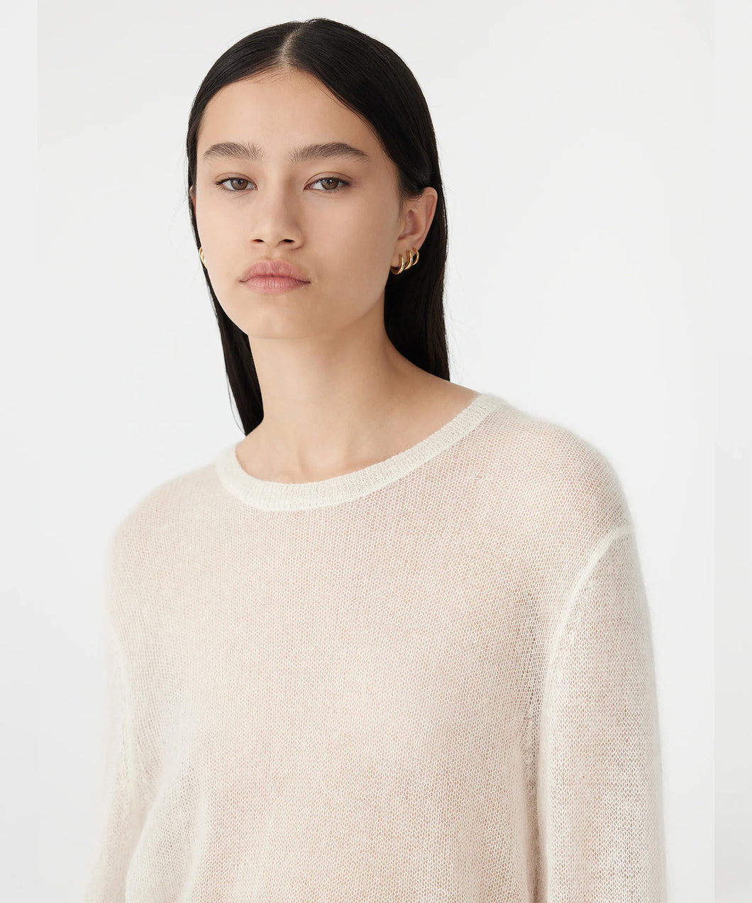 superfine mohair cropped knit NATURAL