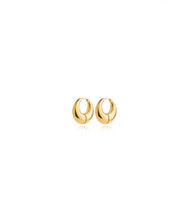 Load image into Gallery viewer, smooth moon hoop earrings GOLD
