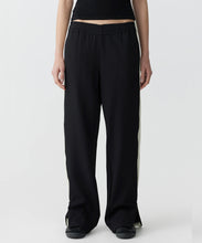 Load image into Gallery viewer, pique wide panel pant BLACK PISTACHIO
