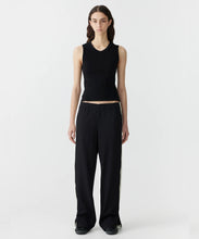 Load image into Gallery viewer, pique wide panel pant BLACK PISTACHIO
