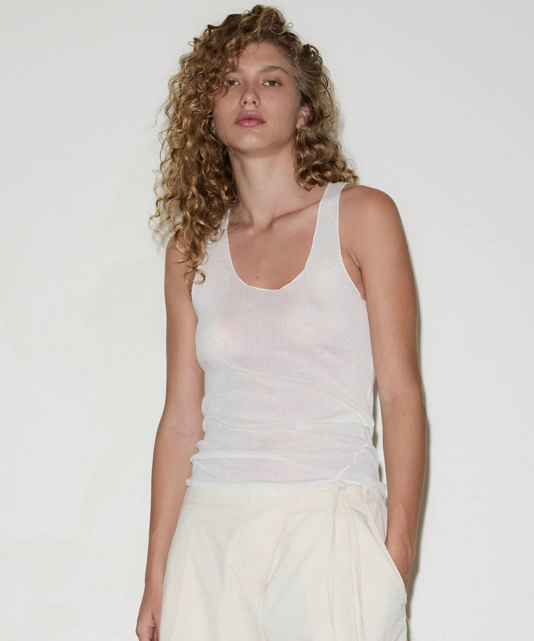 knit tank OFF WHITE