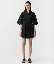 Load image into Gallery viewer, crushed cotton wrap dress BLACK
