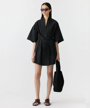 Load image into Gallery viewer, crushed cotton wrap dress BLACK
