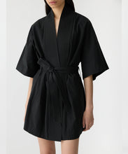 Load image into Gallery viewer, crushed cotton wrap dress BLACK
