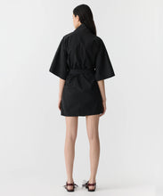 Load image into Gallery viewer, crushed cotton wrap dress BLACK
