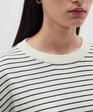 Load image into Gallery viewer, stripe cotton merino knit WHITE / BLACK
